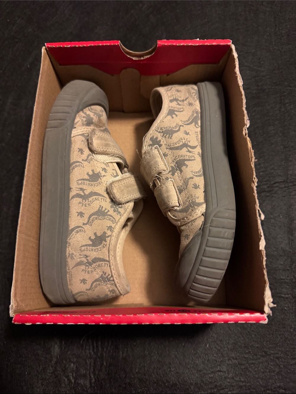 wonder nation Beige Dinosaur Velcro Kids Sneakers